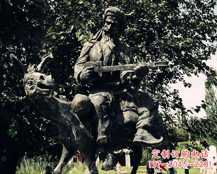苏州阿凡提和小毛驴公园景观铜雕