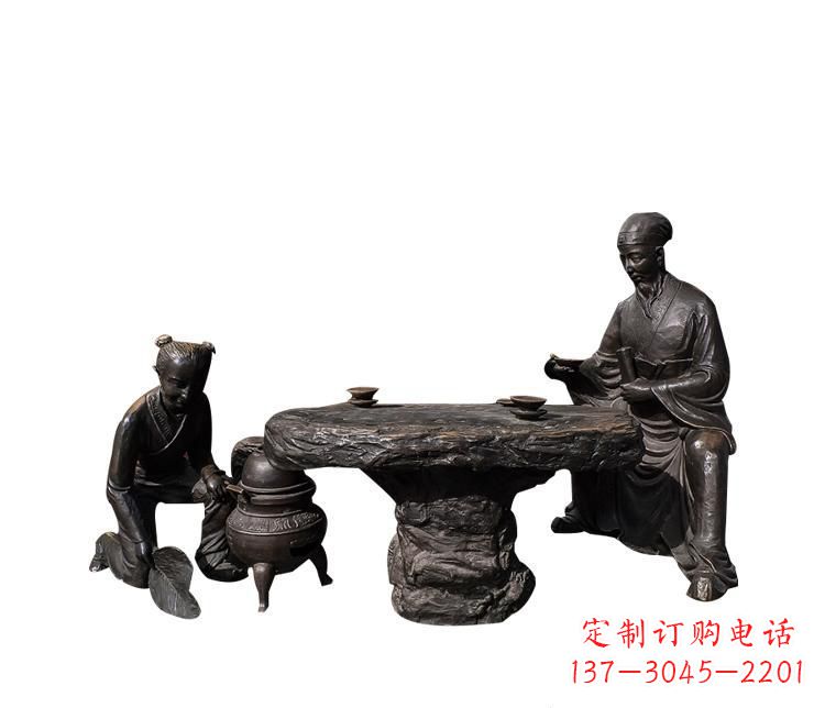 苏州熬中药的儿童和老中医铜雕