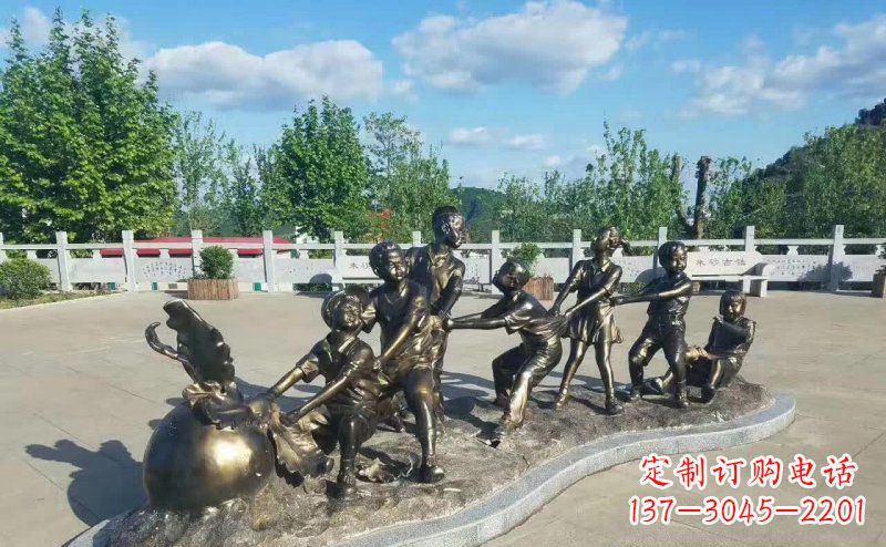 苏州拔萝卜人物铜雕 (2)