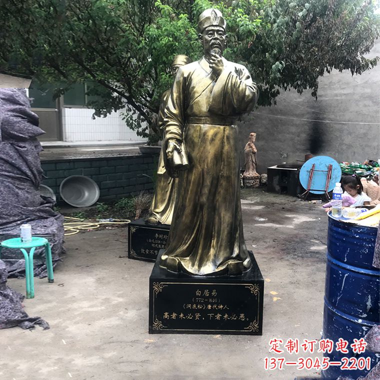 苏州白居易仿铜雕像经典中国古代诗人的艺术再现