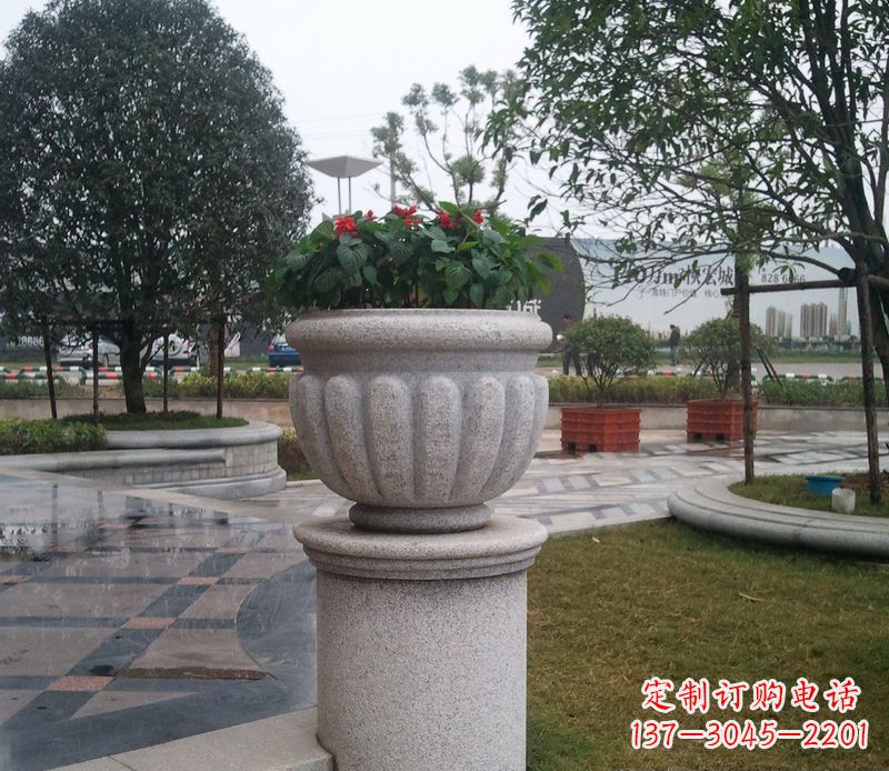 苏州别墅景观大理石花盆石雕 (2)