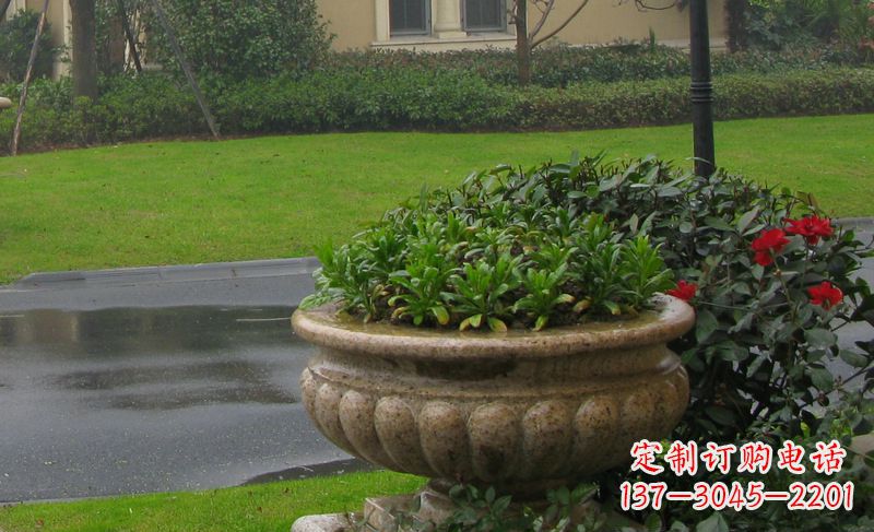 苏州别墅景观大理石花盆石雕 (4)