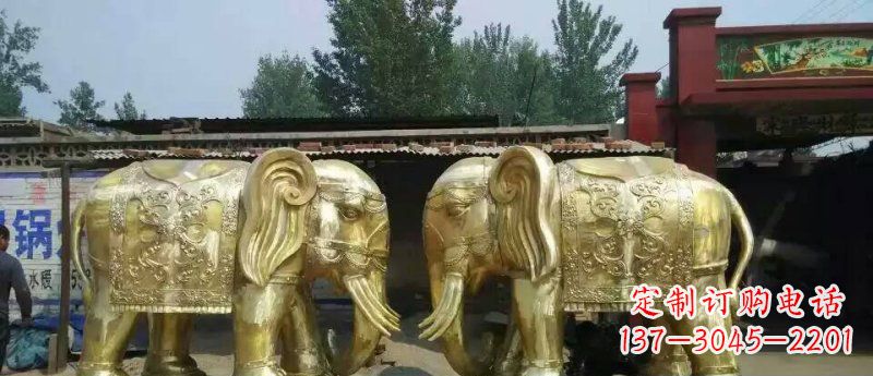 苏州玻璃钢仿铜大象公园动物雕塑