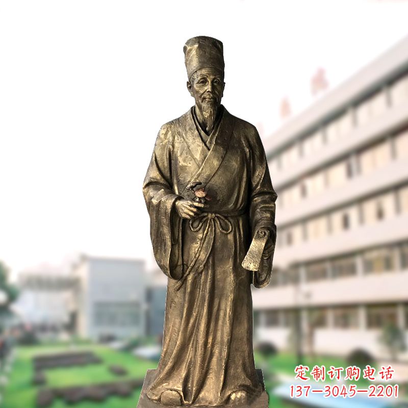 苏州玻璃钢仿铜李时珍塑像-医院医学院药圣雕塑