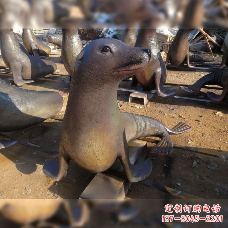 苏州玻璃钢仿真海豹雕塑
