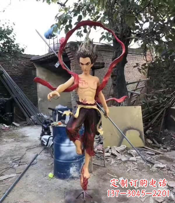 苏州玻璃钢仿真哪吒雕塑
