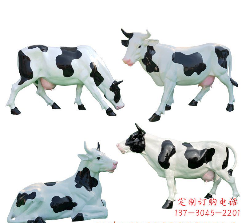 苏州玻璃钢仿真奶牛组雕
