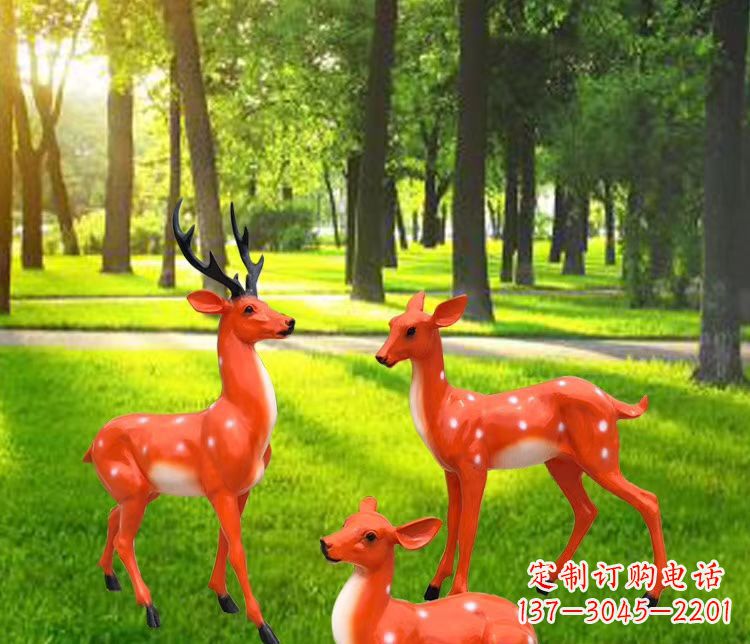 苏州玻璃钢仿真小鹿雕塑 公园动物摆件