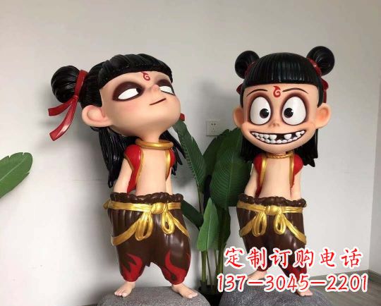 苏州玻璃钢卡通哪吒雕塑