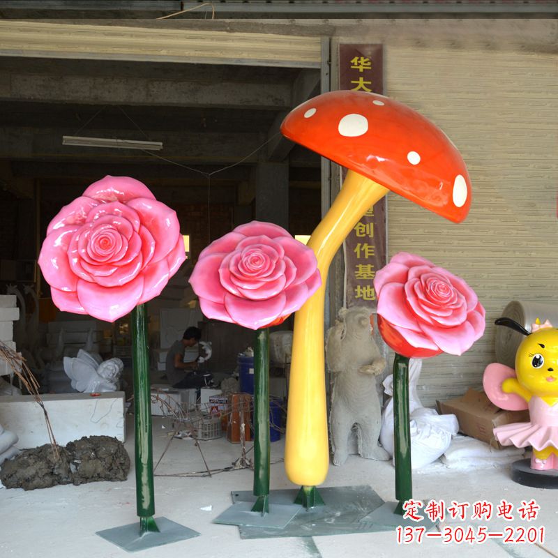 苏州玫瑰之美玻璃钢玫瑰雕塑