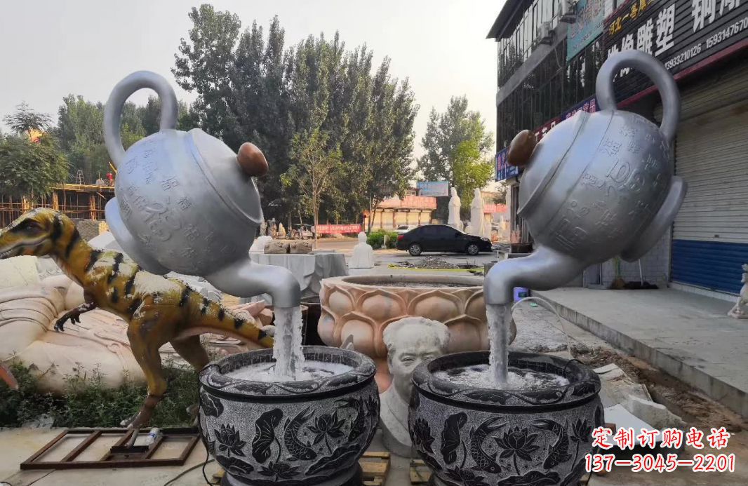 苏州不锈钢茶壶喷泉雕塑精致而又高雅