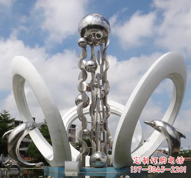 苏州不锈钢城市艺术海豚雕塑美丽的海洋守护者