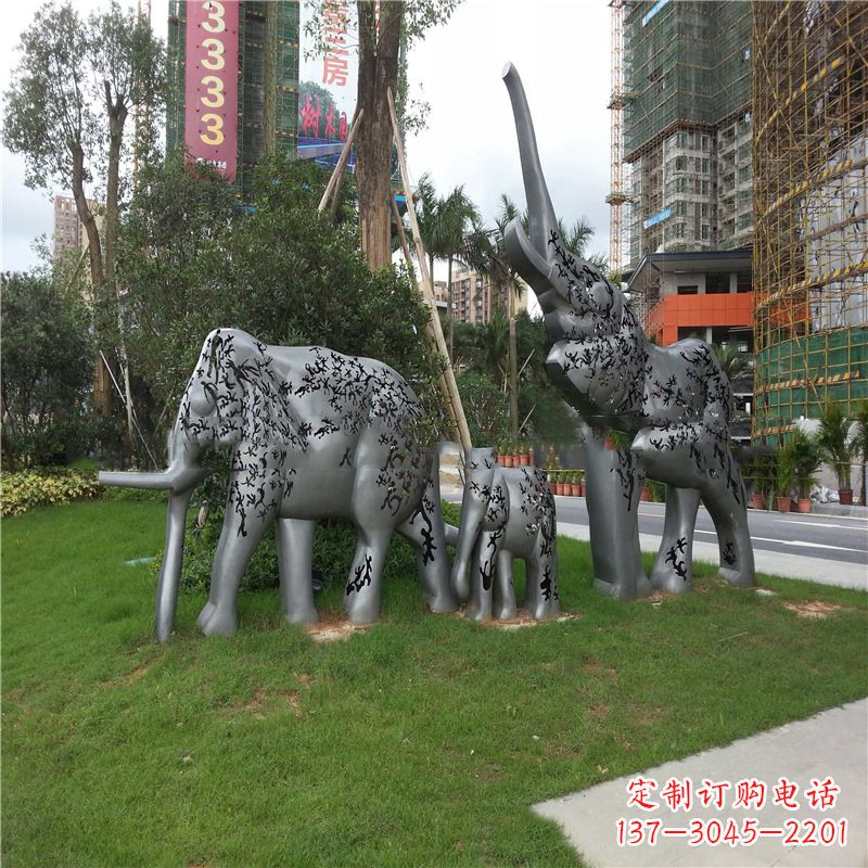 苏州不锈钢大象雕塑小区园林的精美装饰