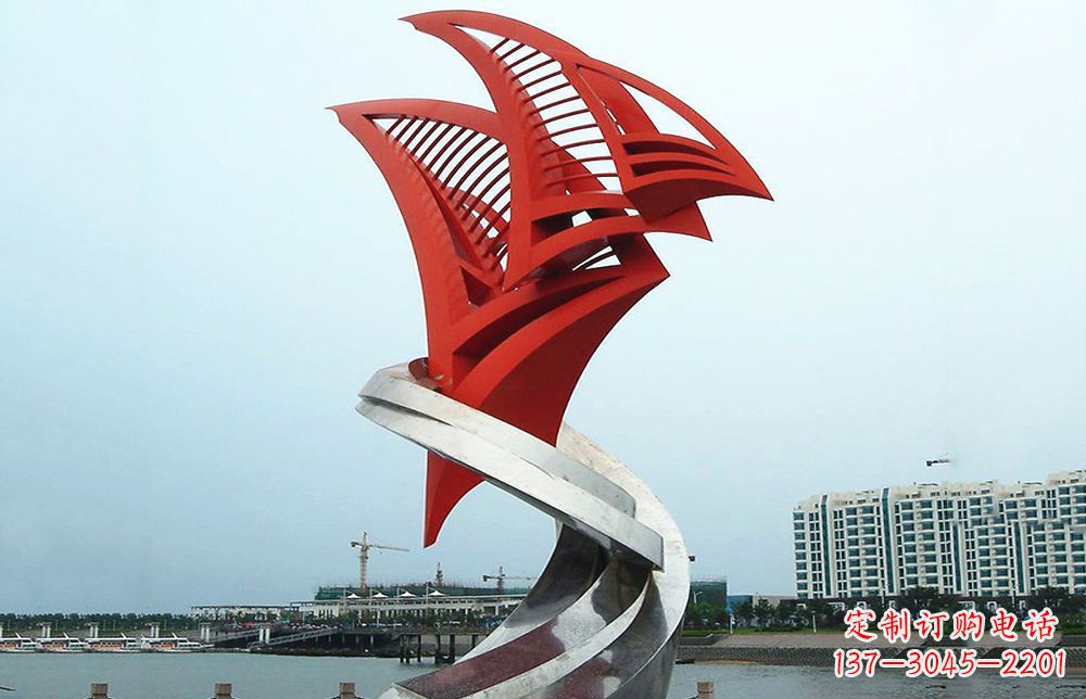 苏州海洋之舟——不锈钢抽象帆船海边景观雕塑