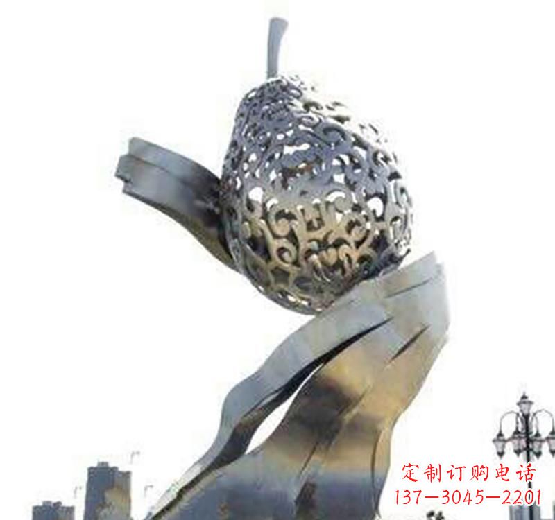 苏州不锈钢梨雕塑艺术结合精美外形