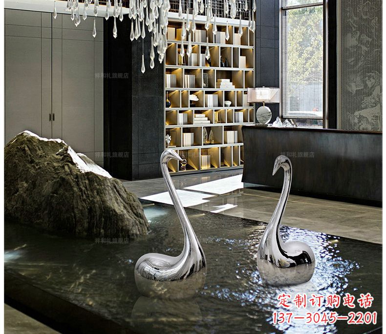 苏州精致的不锈钢天鹅雕塑