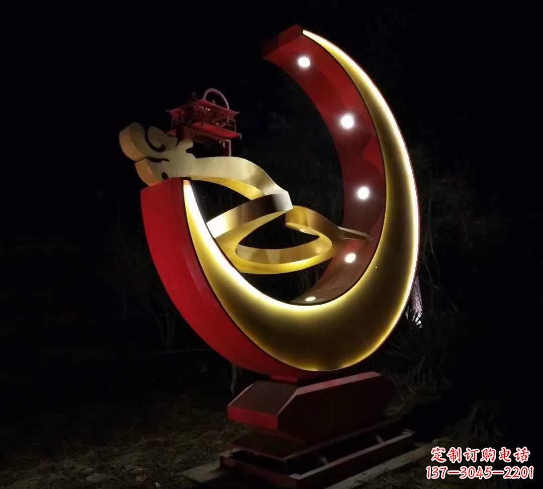 苏州不锈钢月亮雕塑静谧中的经典之美