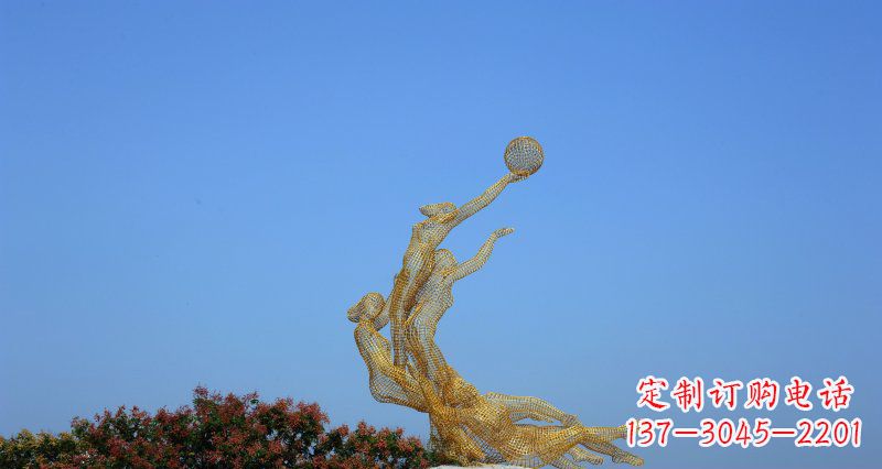 苏州不锈钢打篮球的女孩公园景观雕塑