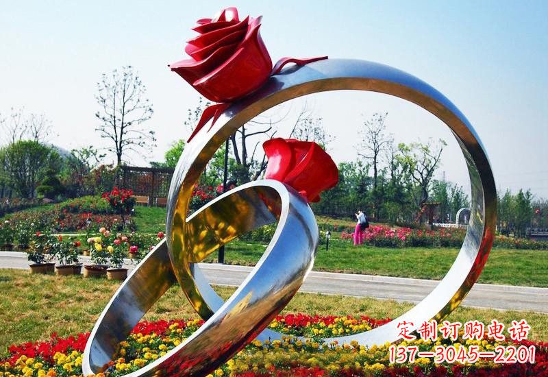 苏州不锈钢公园玫瑰花戒指雕塑精致精美的礼物