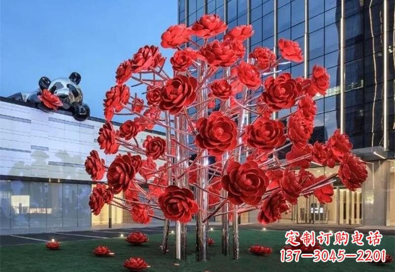 苏州不锈钢公园玫瑰花树雕塑——让玫瑰长驻公园