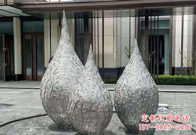 苏州不锈钢公园小区镂空水滴雕塑