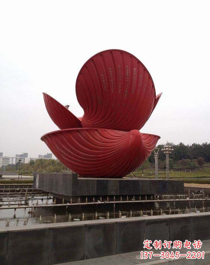 苏州不锈钢贝壳喷泉雕塑——海洋之美无限