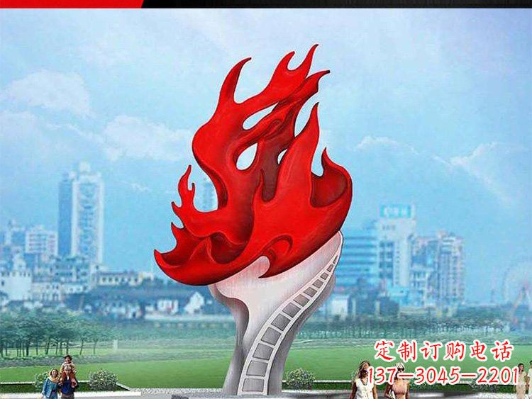 苏州不锈钢火炬雕塑——激发民族自信的象征