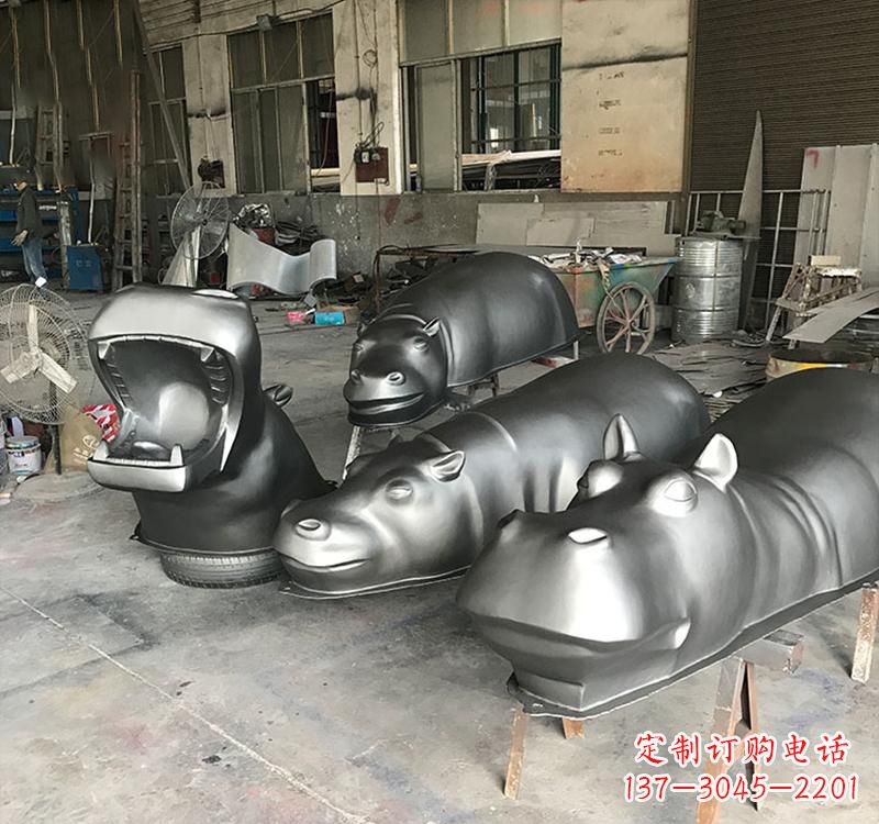 苏州静态之美22英寸不锈钢河马雕塑