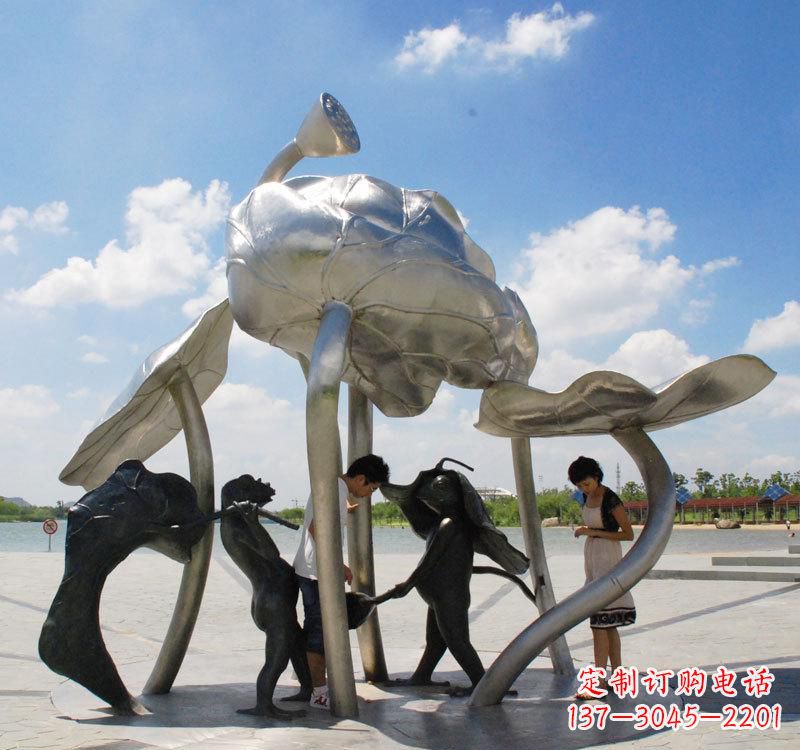 苏州荷花之美——不锈钢荷花广场雕塑