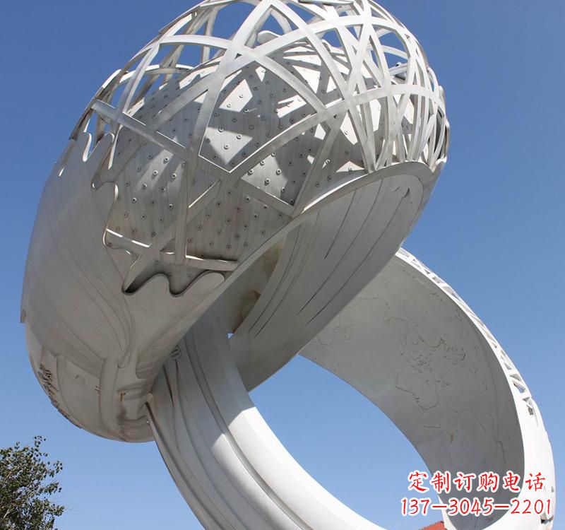 苏州不锈钢户外婚庆戒指雕塑婚礼永恒的记忆