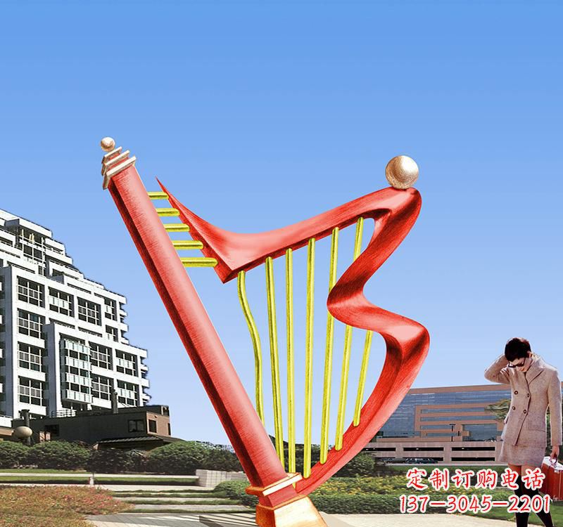 苏州不锈钢竖琴雕塑把旋律汇聚成艺术精品