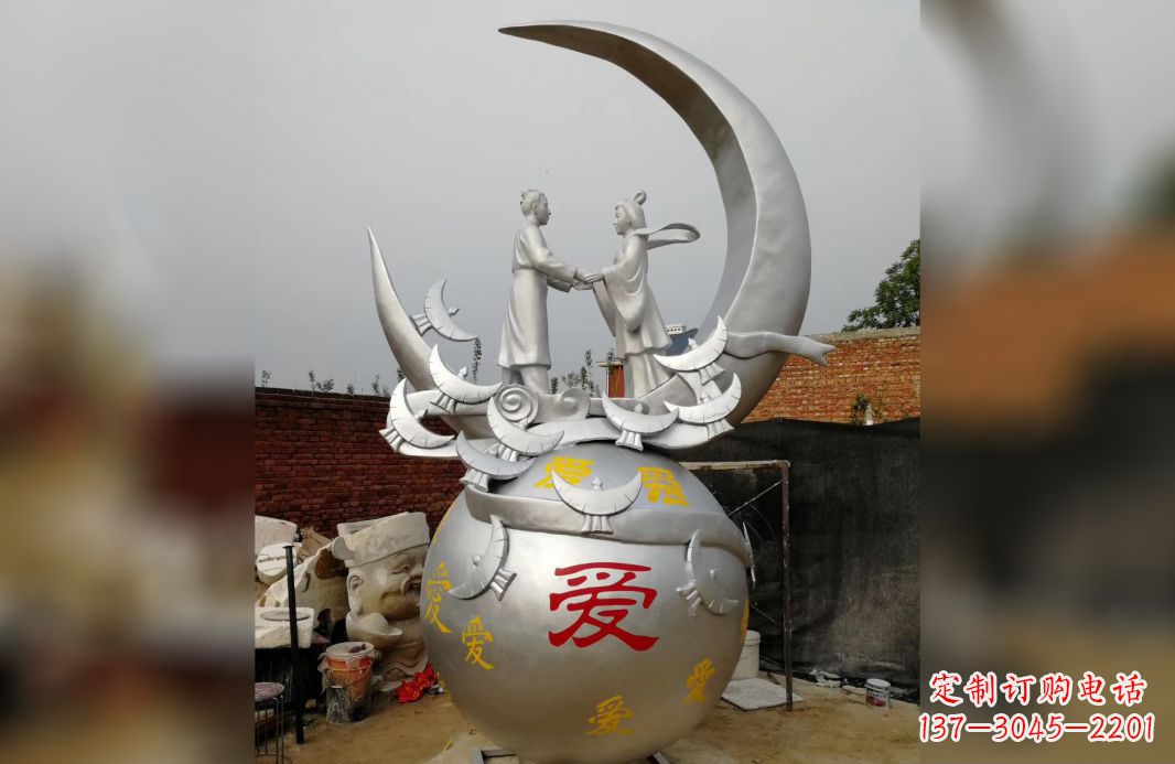 苏州不锈钢牛郎织女雕塑爱情永存