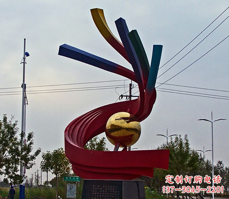 苏州不锈钢飘带雕塑艺术与自然的完美结合