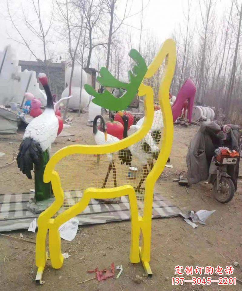 苏州不锈钢园林造型景观小鹿雕塑