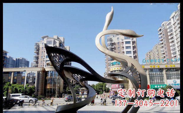 苏州城市凝聚的美丽不锈钢天鹅雕塑
