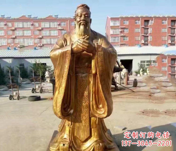 苏州纯铜校园古代孔子人物铜雕塑