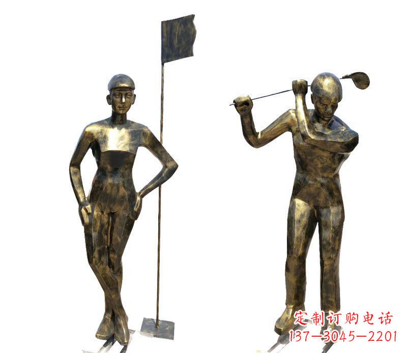 苏州打高尔夫人物广场景观铜雕摆件