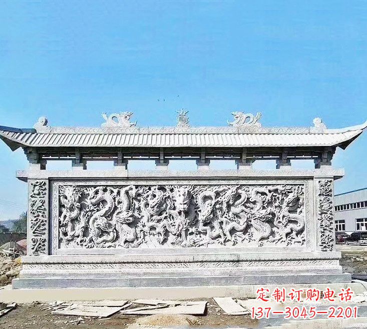 苏州精美大理石九龙壁雕塑