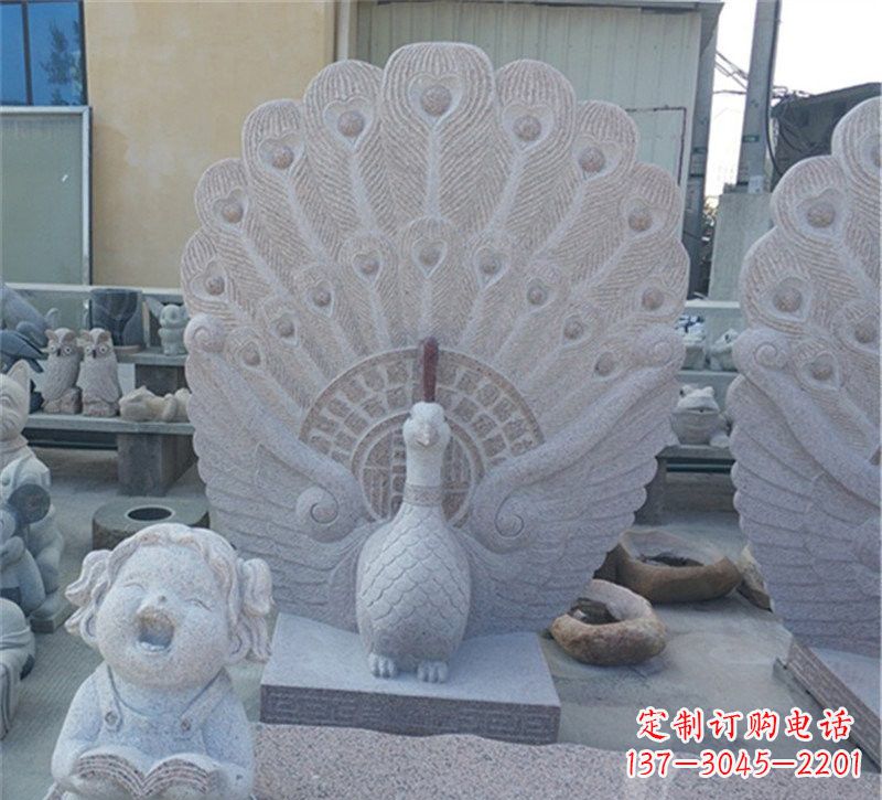 苏州大理石孔雀开屏石雕