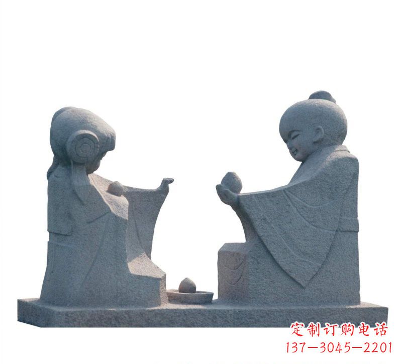 苏州传统风情——大理石孔融让梨雕塑