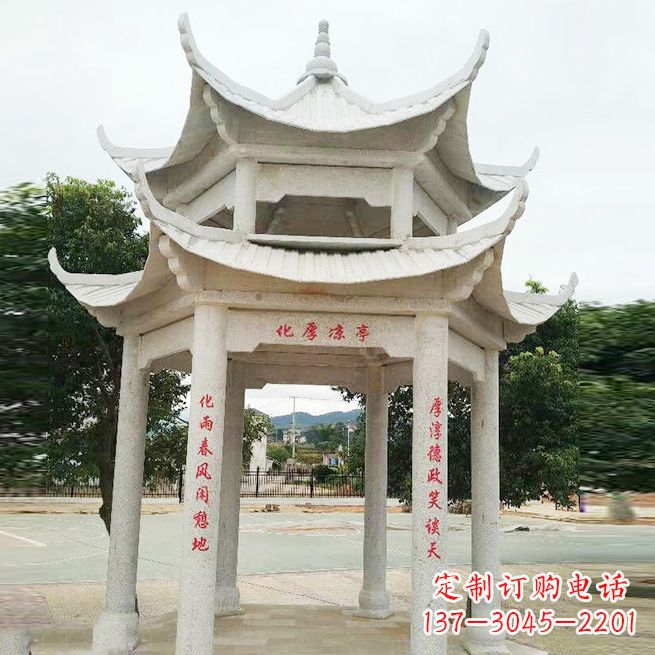 苏州大理石凉亭双层雕塑