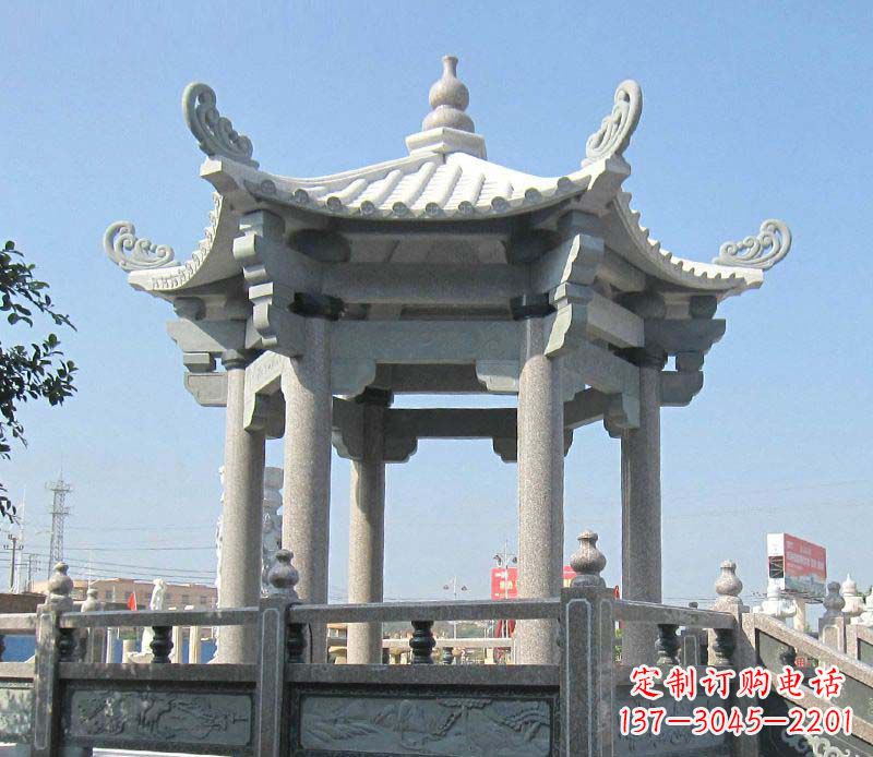 苏州大理石六角凉亭石雕，为您的家园带来浪漫情怀