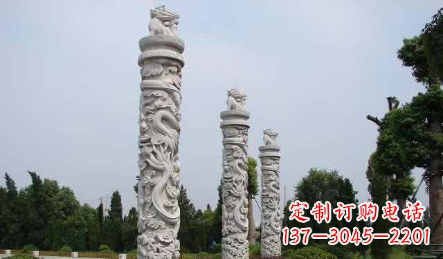 苏州精美大理石龙柱雕塑