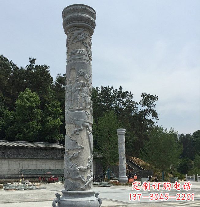 苏州大理石龙柱雕塑