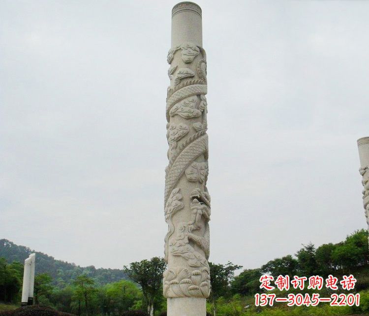 苏州大理石盘龙柱雕塑
