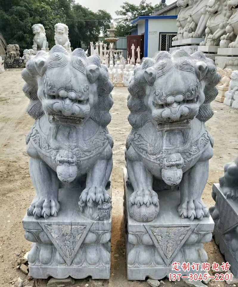苏州传统工艺精雕大理石狮子石雕塑