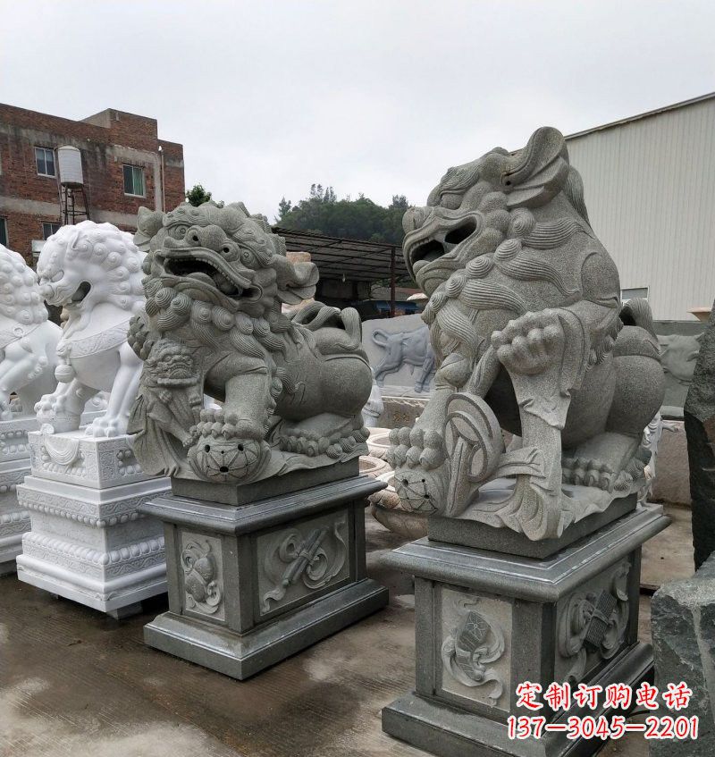 苏州大理石献钱狮南方狮子雕塑
