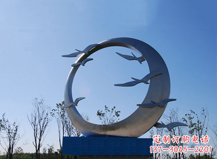 苏州大雁不锈钢景观标识,公园鸟类创意雕塑