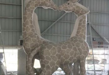 苏州大理石艺术精美长颈鹿雕塑