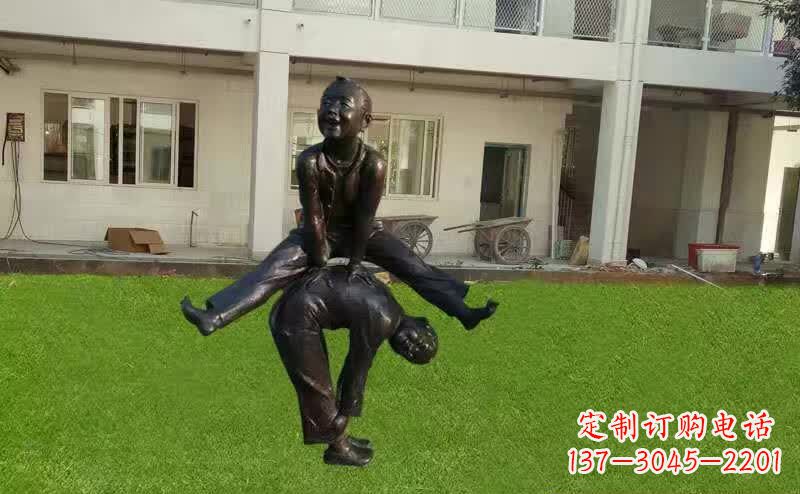 苏州儿童跳马铜雕塑